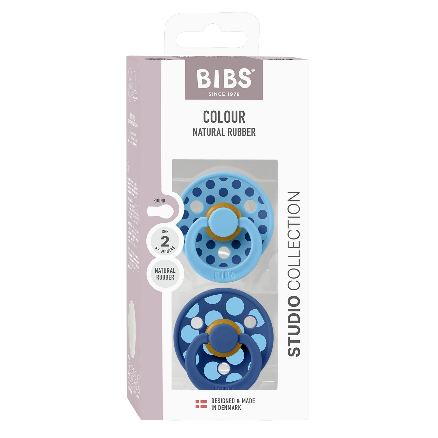 STUDIO Colour Pacifiers 2 Pack Polka - Breeze/Cornflower