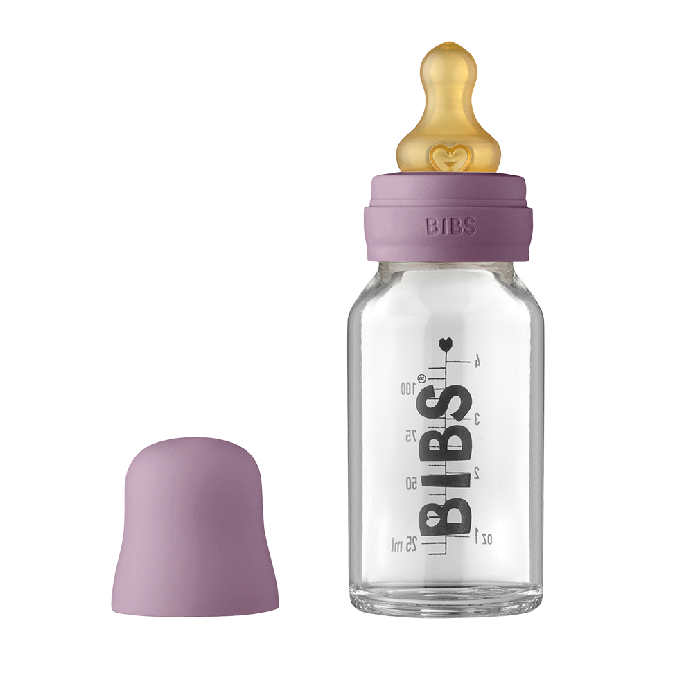 Baby Glass Bottle Complete Set Latex 110ml Mauve