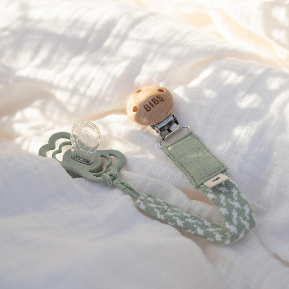 BIBS Pacifier Clip Sage/Ivory