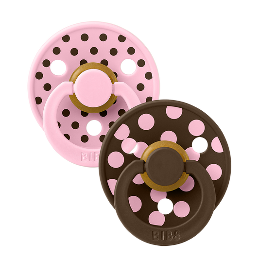 STUDIO Colour Pacifiers 2 Pack Polka - Baby Pink/Mocha