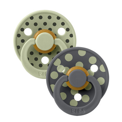 STUDIO Colour Pacifiers 2 Pack Polka - Sage/Iron