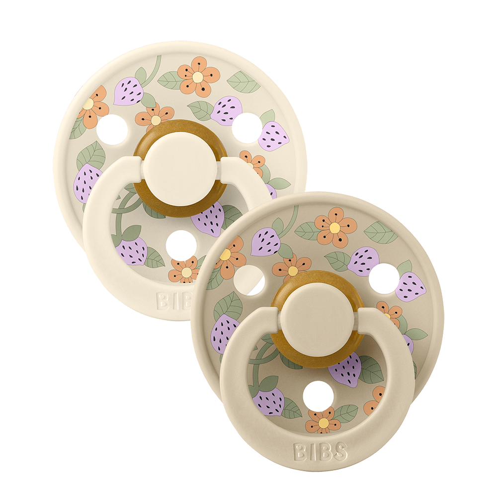 bibs strawberry pacifiers in neutral colours