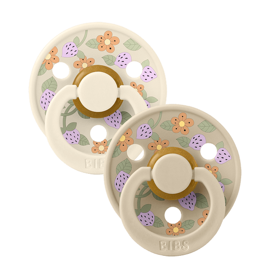 bibs strawberry pacifiers in neutral colours