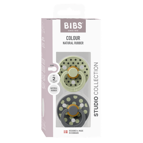 STUDIO Colour Pacifiers 2 Pack Polka - Sage/Iron