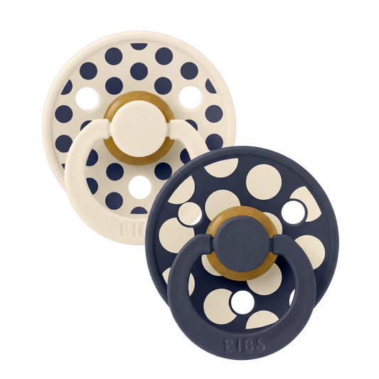 STUDIO Colour Pacifiers 2 Pack Polka - Ivory/Deep Space