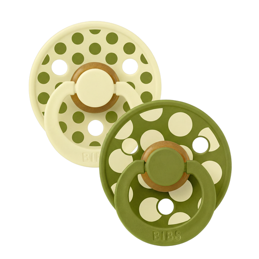 STUDIO Colour Pacifiers 2 Pack Polka - Luna/Wasabi