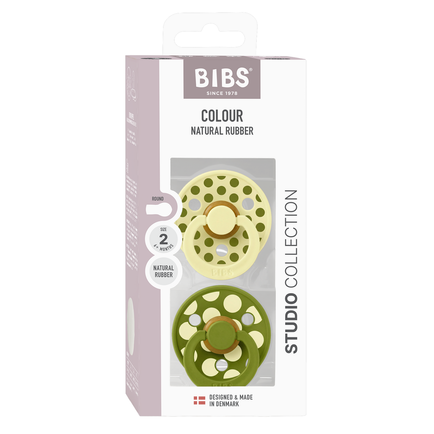 STUDIO Colour Pacifiers 2 Pack Polka - Luna/Wasabi