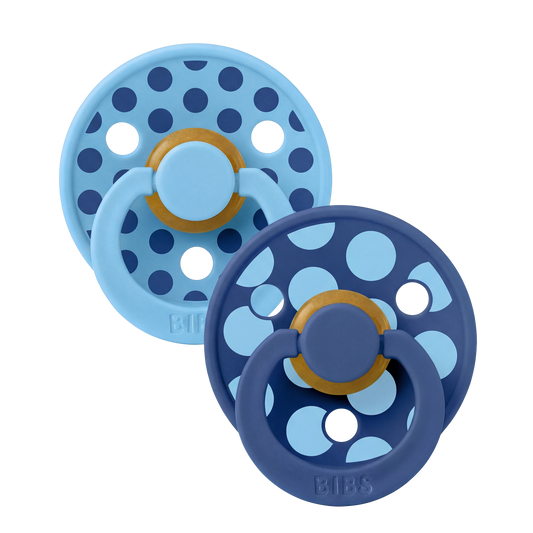 STUDIO Colour Pacifiers 2 Pack Polka - Breeze/Cornflower