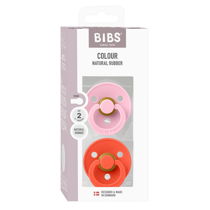Colour Pacifiers 2 Pack - Baby Pink/Tango