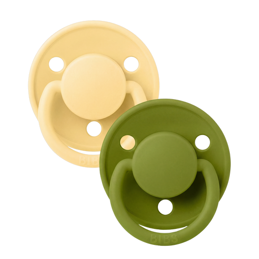 De Lux Pacifiers 2 Pack - Pale Butter/Wasabi