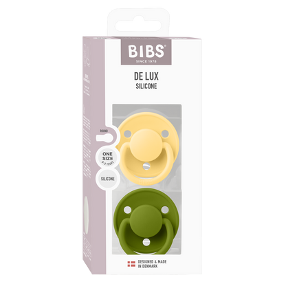 De Lux Pacifiers 2 Pack - Pale Butter/Wasabi