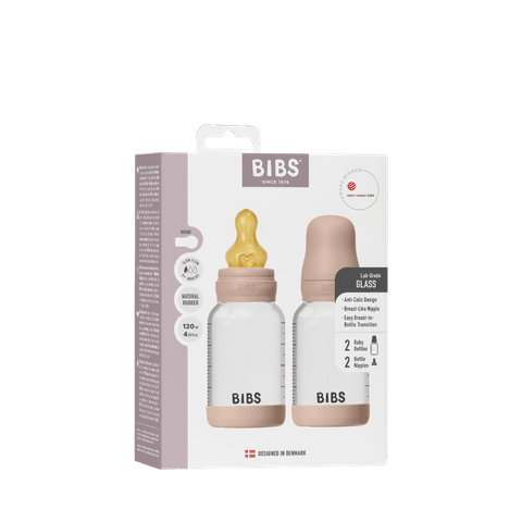 Baby Glass Bottle Set 120ml 2 Pack Latex - Blush