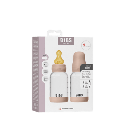 Baby Glass Bottle Set 120ml 2 Pack Latex - Blush