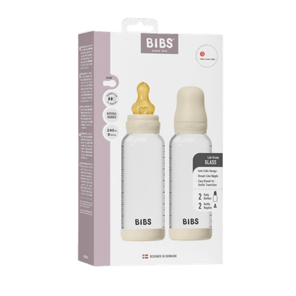 Baby Glass Bottle Set 240ml 2 Pack Latex - Ivory