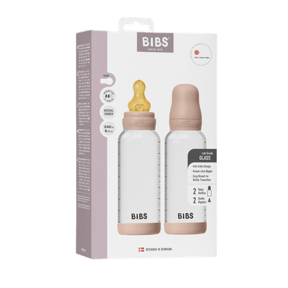 Baby Glass Bottle Set 240ml 2 Pack Latex - Blush