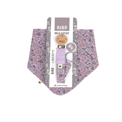 BIBS x LIBERTY Bib & Clip Set Chamomile Lawn - Violet Sky - BIBS