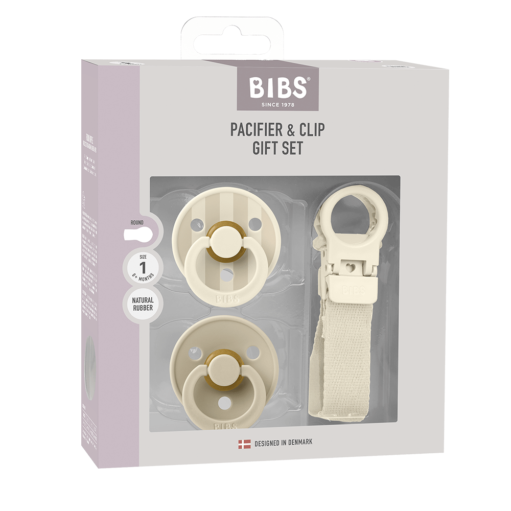 Colour Pacifier & Loop Clip Gift Set - Ivory