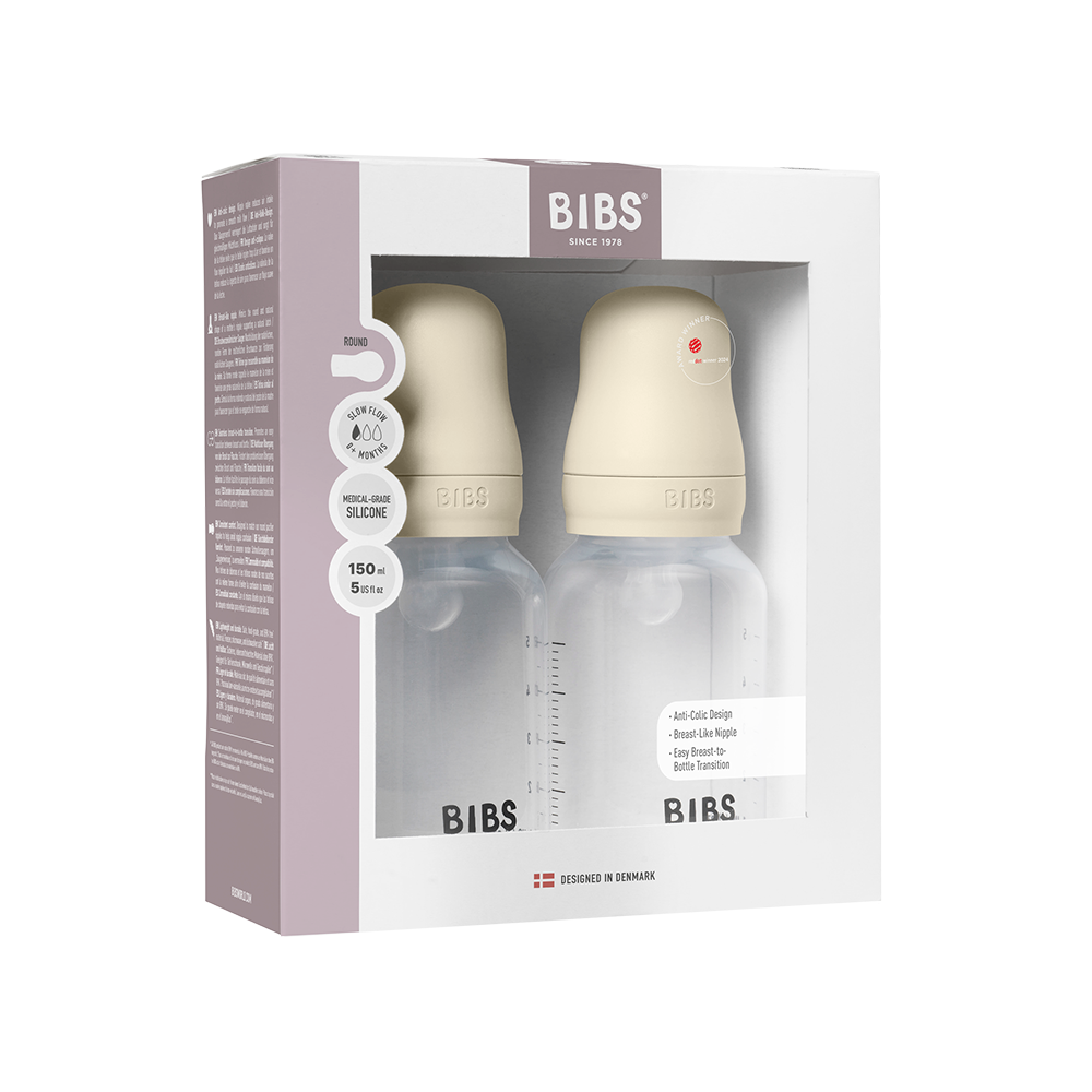 Baby BPA-Free PP Bottle Set 150ml 2 Pack Silicone - Ivory