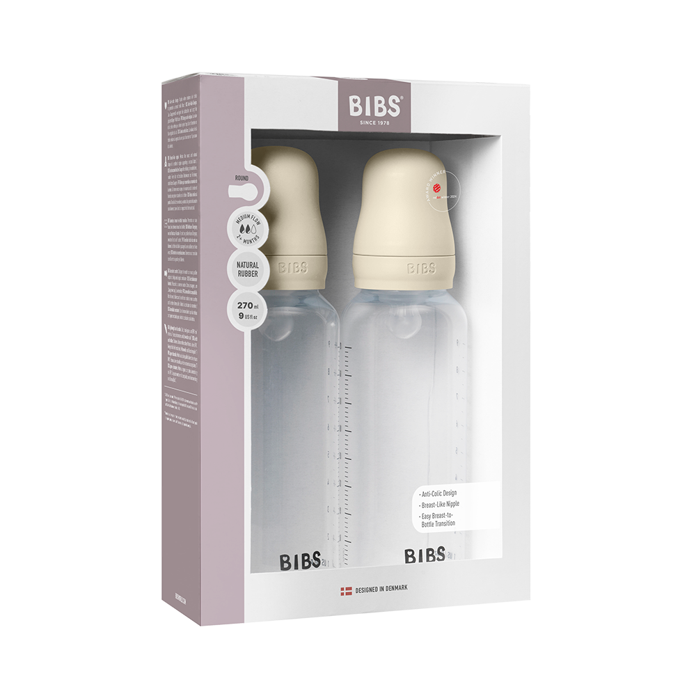 Baby BPA-Free PP Bottle Set 270ml 2 Pack Silicone - Ivory