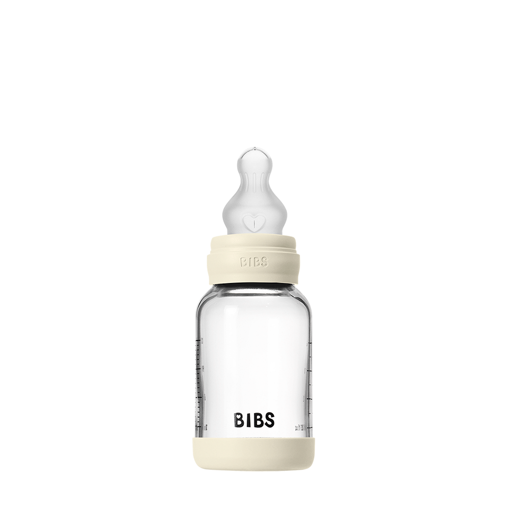 Baby Glass Bottle Set 120ml Silicone - Ivory