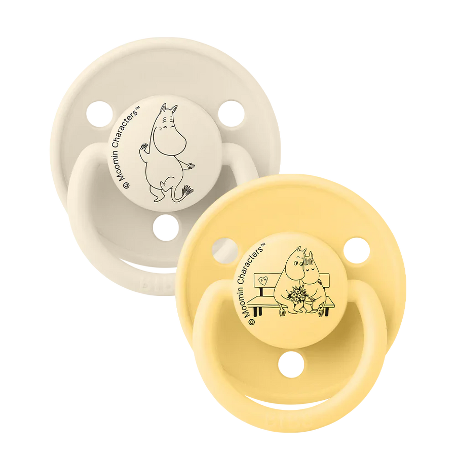 BIBS x Moomin De Lux Pacifiers 2 Pack Moomintroll - Ivory/Pale Butter - BIBS