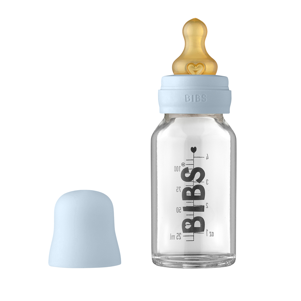 BIBS Baby Glass Bottle Complete Set 110ml Baby Blue