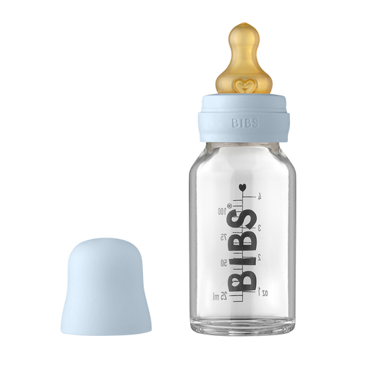 BIBS Baby Glass Bottle Complete Set 110ml Baby Blue