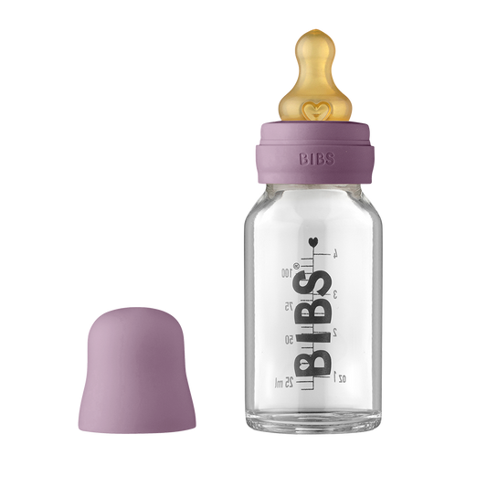 Baby Glass Bottle Complete Set Latex 110ml Mauve