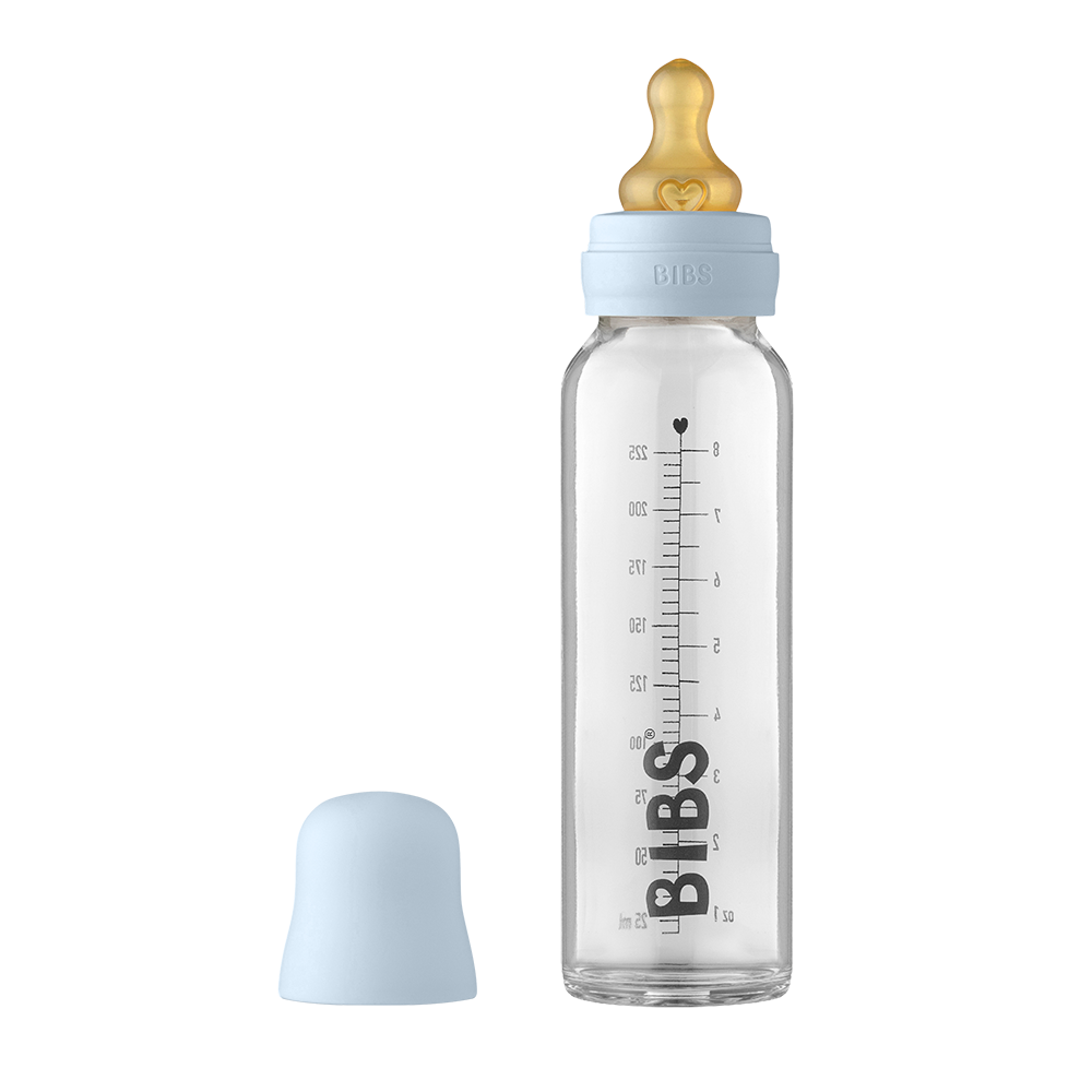 BIBS Baby Glass Bottle Complete Set 225ml Baby Blue