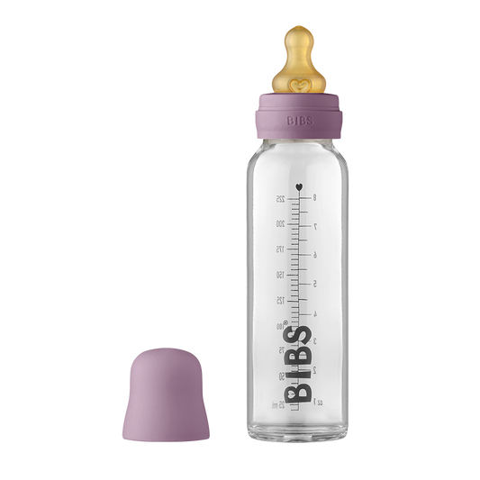 Baby Glass Bottle Complete Set Latex 225ml Mauve