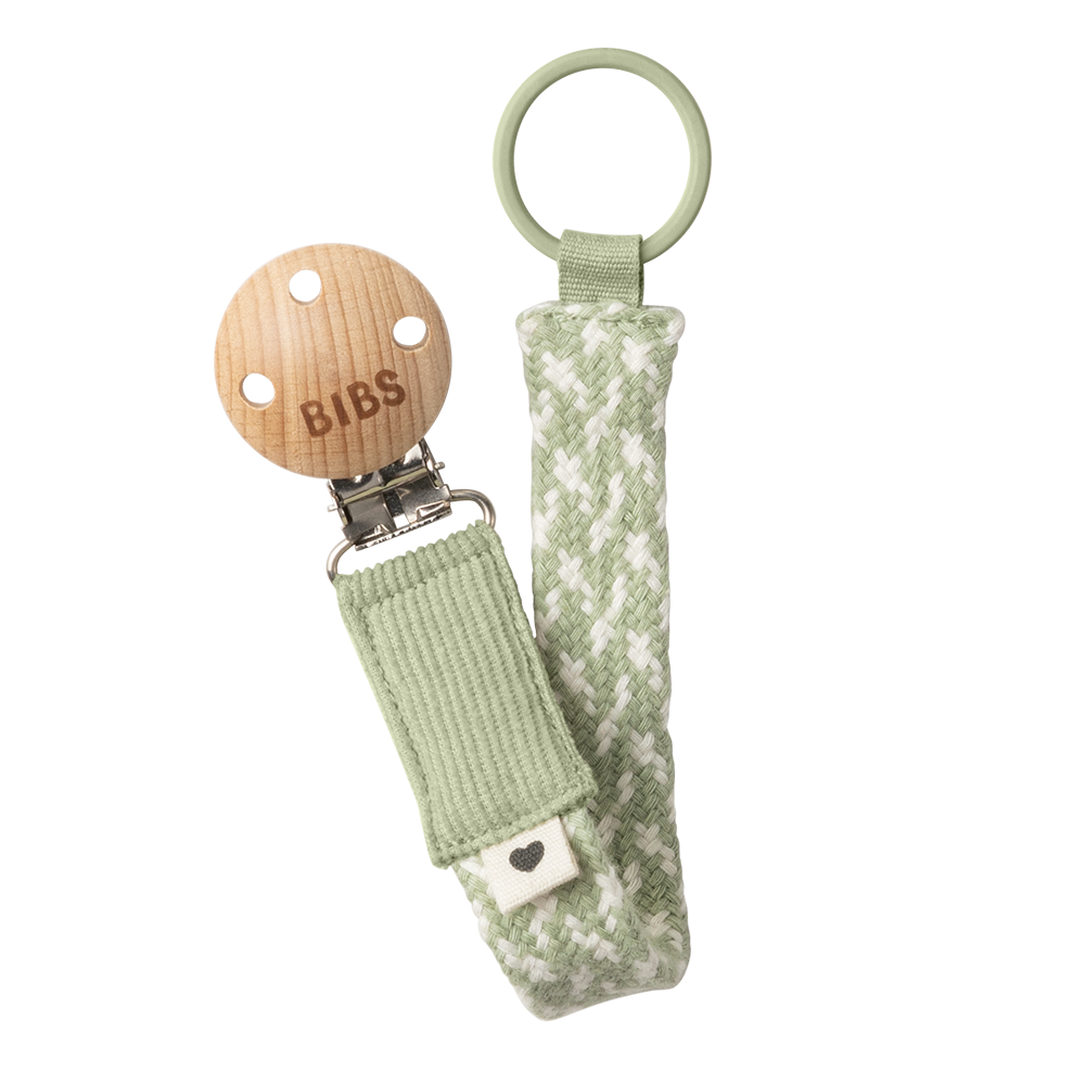 BIBS Pacifier Clip Sage/Ivory