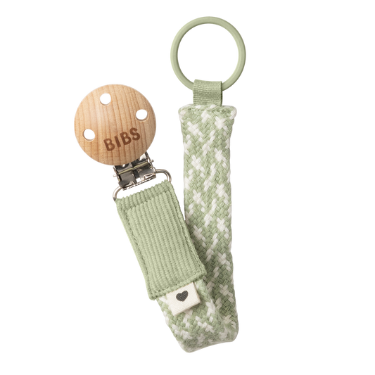 BIBS Pacifier Clip Sage/Ivory