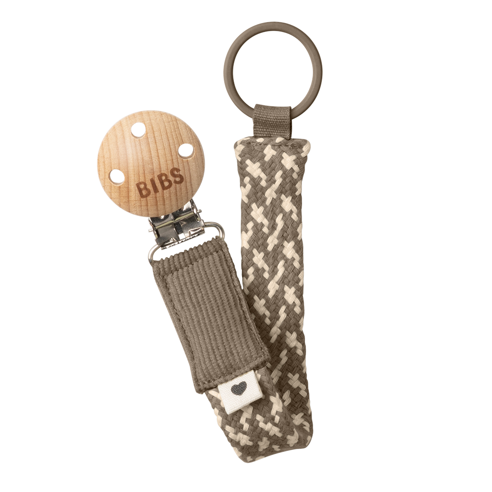 BIBS Pacifier Clip Dark Oak/Vanilla