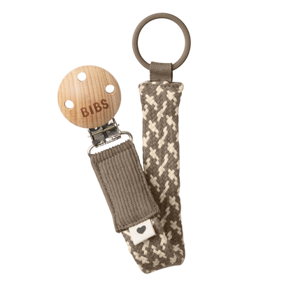 BIBS Pacifier Clip Dark Oak/Vanilla