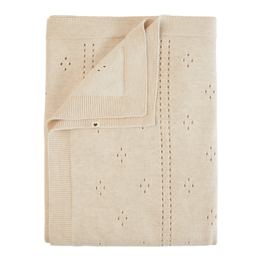 Knitted Blanket Pointelle Ivory
